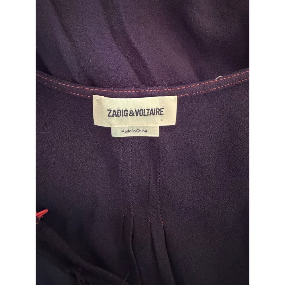 Zadig & Voltaire Remus‎ Navy Blue Ruffle Keyhole Mini Dress Small - Picture 3 of 8